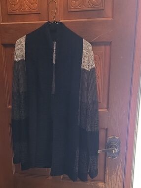 3 For $40 jason maxwell Black & Gray Open-Front Knit Cardigan